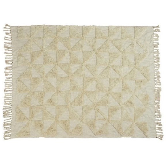 Triangle square throw tassles, cotton, off-white, 60x50 inches - Picture 7 of 7